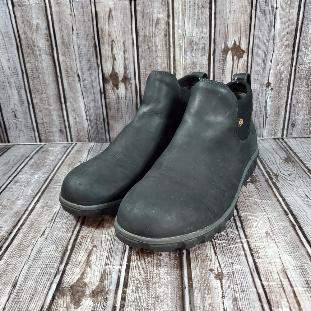 Bogs Men's Classic Casual Chelsea Waterproof Leather Boots Black Size 12
